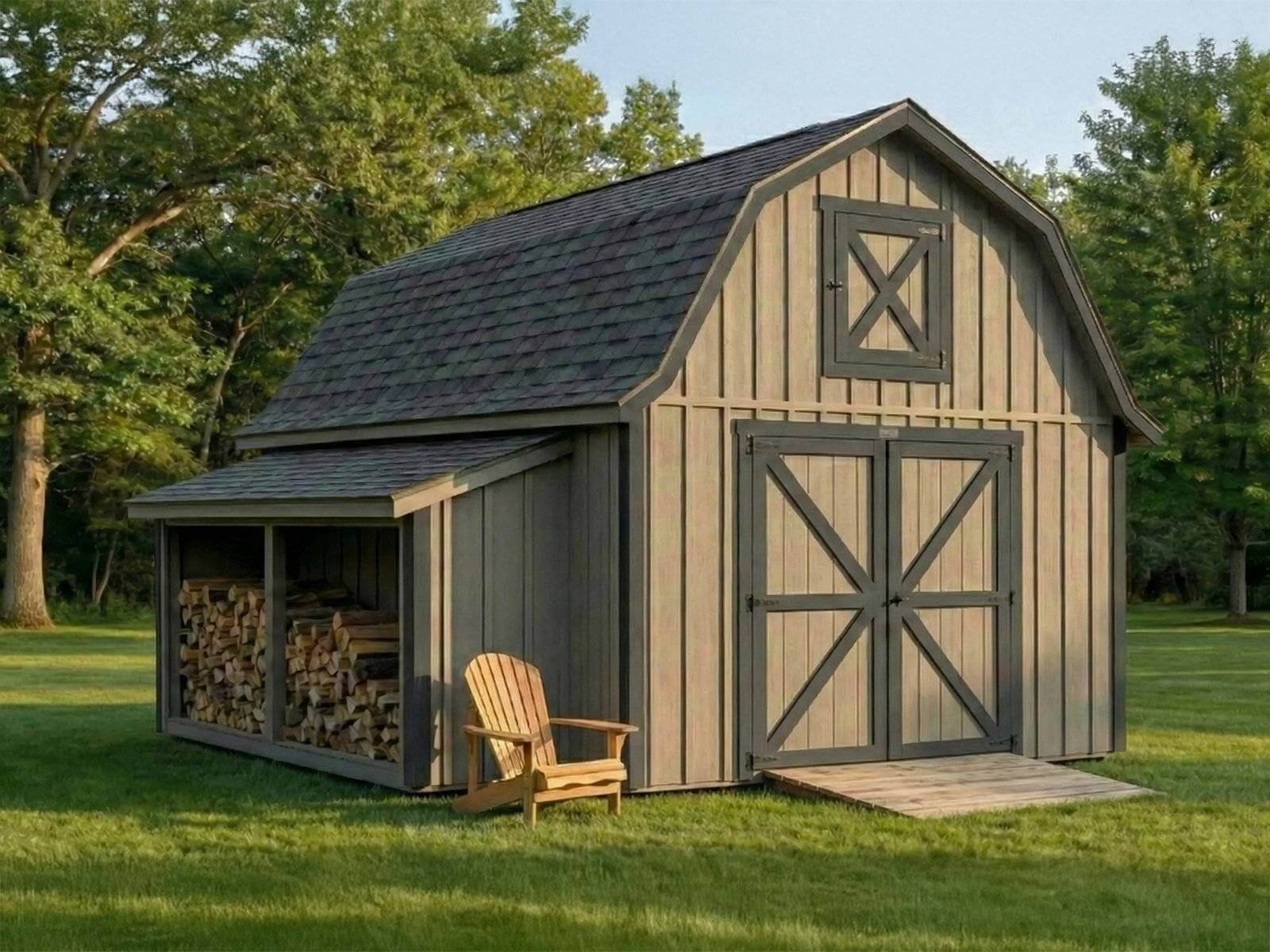 Appalachian Barn Shed with gambrel roof, double barn doors, and loft-ready storage built on-site in the Cincinnati Ohio region